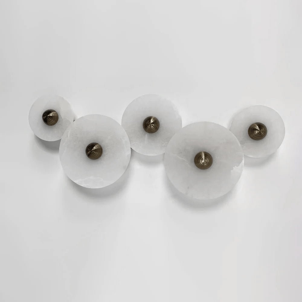 Galvessa Alabaster Wall Lamp#Size_5 lamps#Finish_White & Bronze#Kelvin range_Triac Warm Dimming