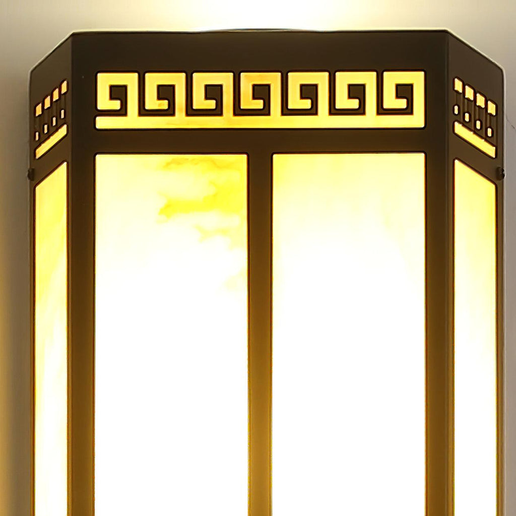 Serenelle Alabaster Metal Outdoor Wall Lamp