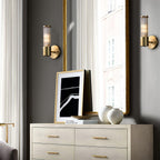 Faelora Ribbed Glass Brass Wall Lamp