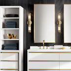 Faelora Ribbed Glass Brass Wall Lamp