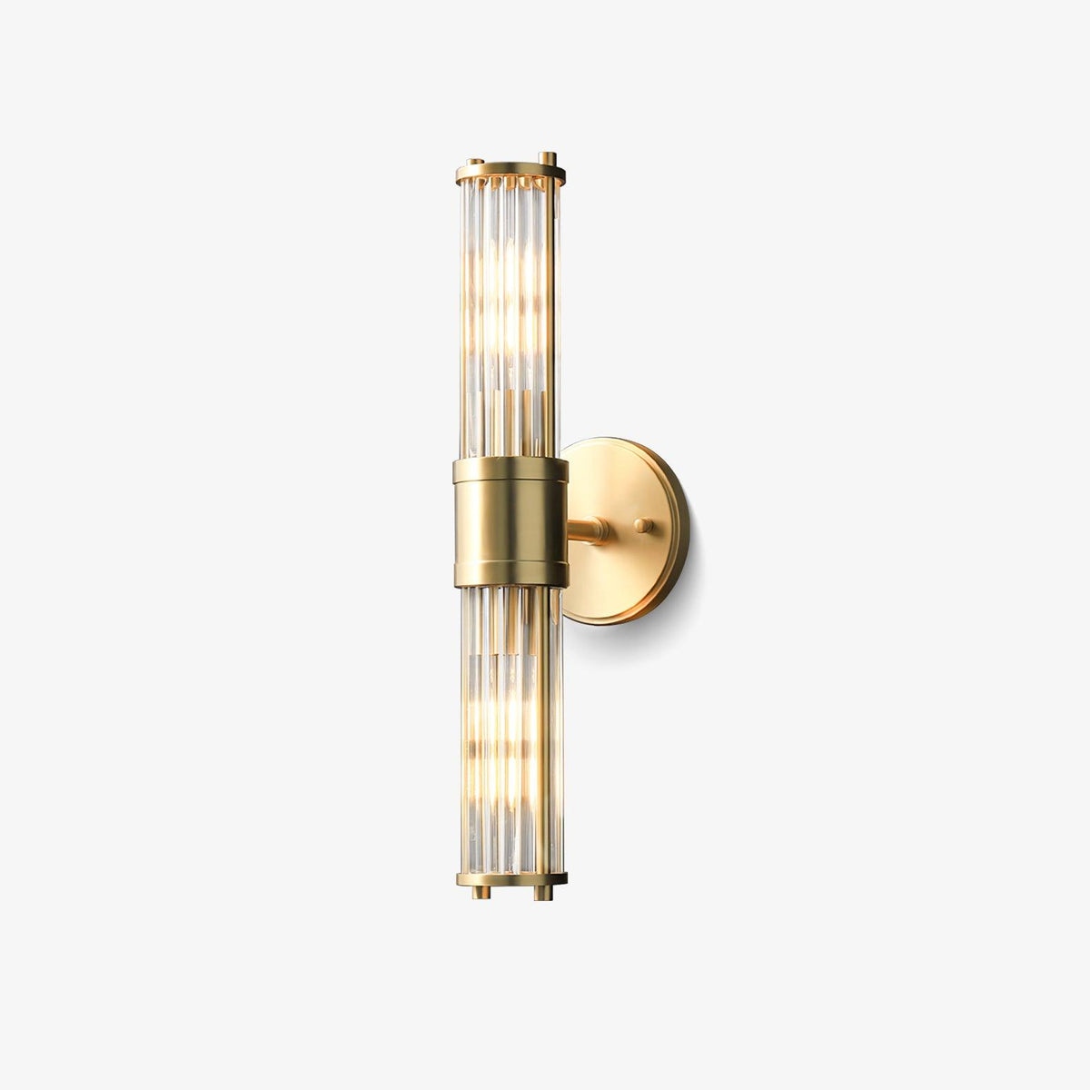 Faelora Ribbed Glass Brass Wall Lamp