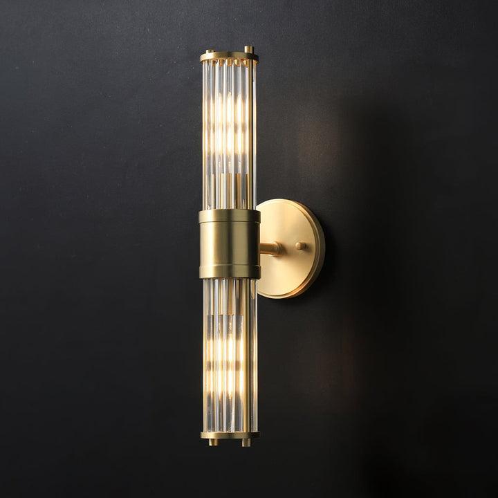 Faelora Ribbed Glass Brass Wall Lamp#Size_17.7″#Finish_Brass & Clear