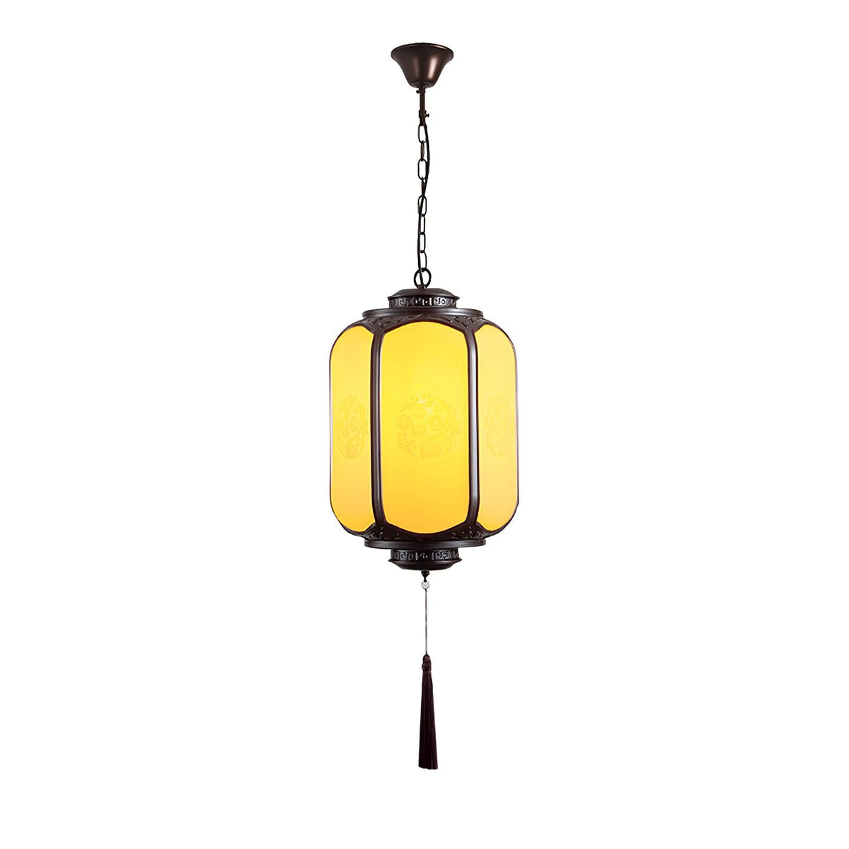 Rovenza Antique Metal Lantern Outdoor Pendant Light#Finish_Sepia & Yellow