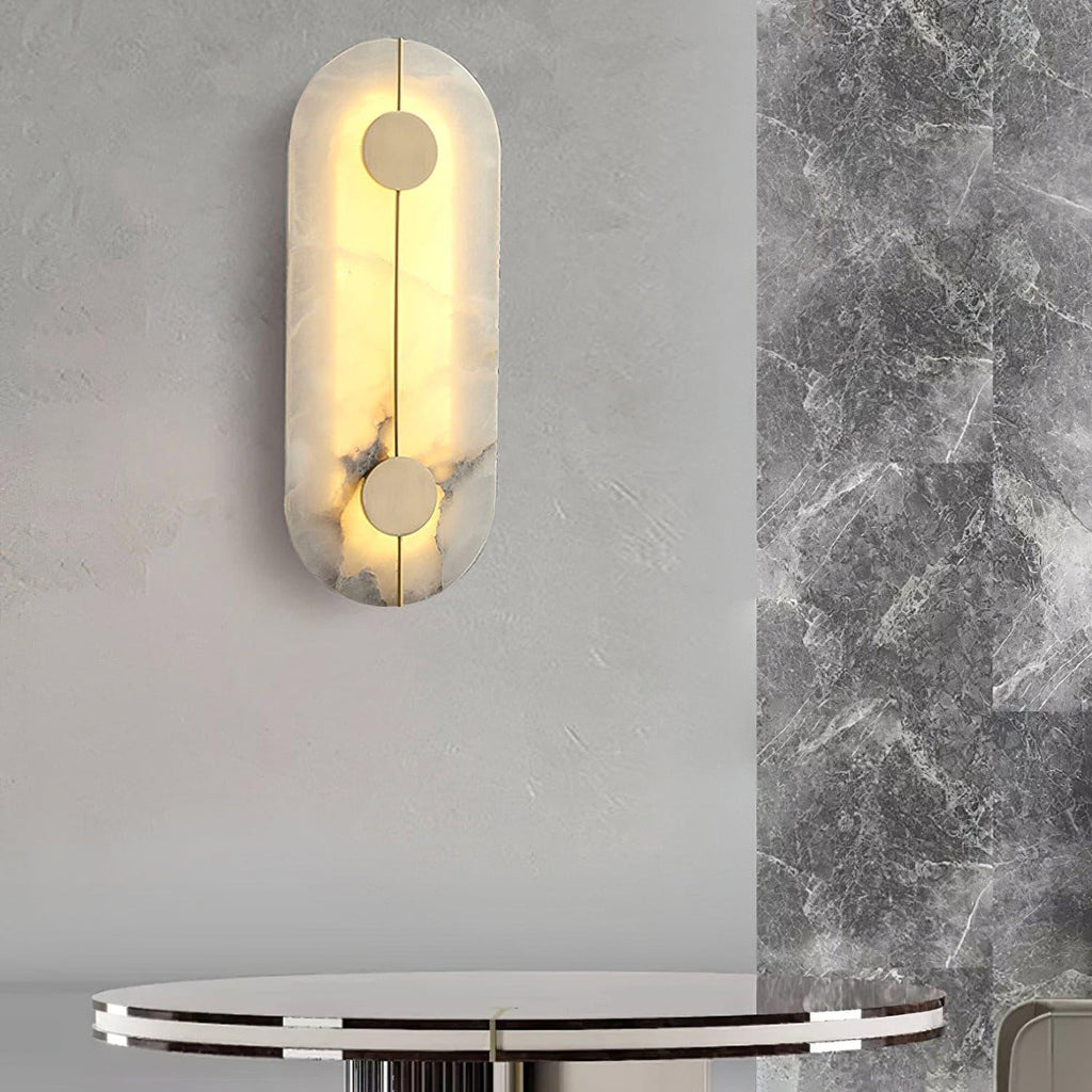 Dovaire Vintage Alabaster Brass Wall Lamp