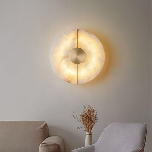 Dovaire Vintage Alabaster Brass Wall Lamp