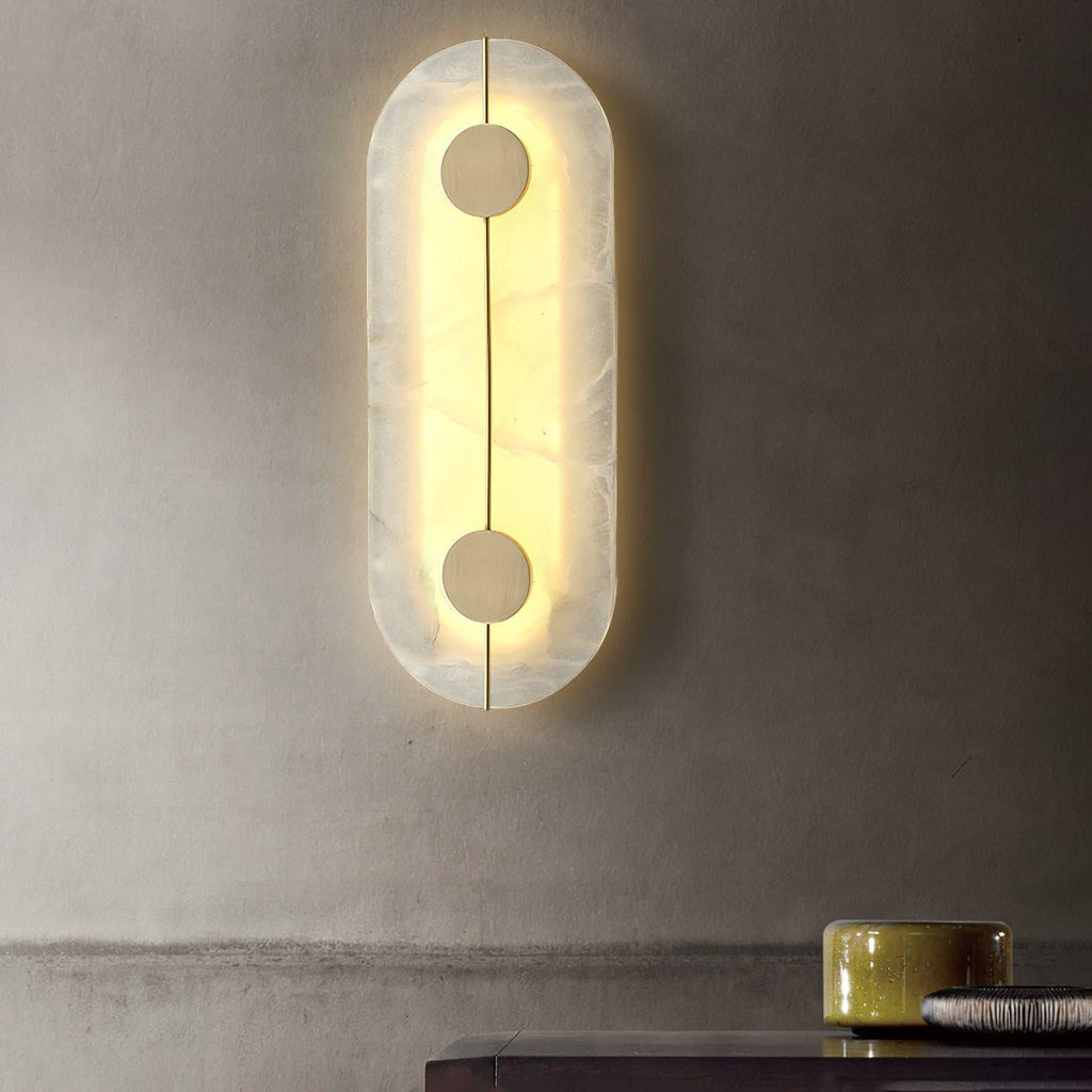 Dovaire Vintage Alabaster Brass Wall Lamp