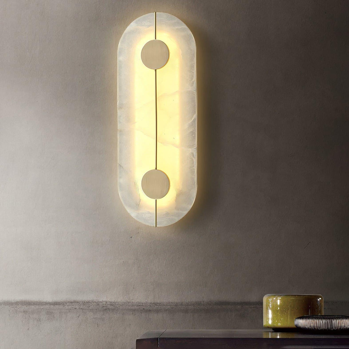 Dovaire Vintage Alabaster Brass Wall Lamp