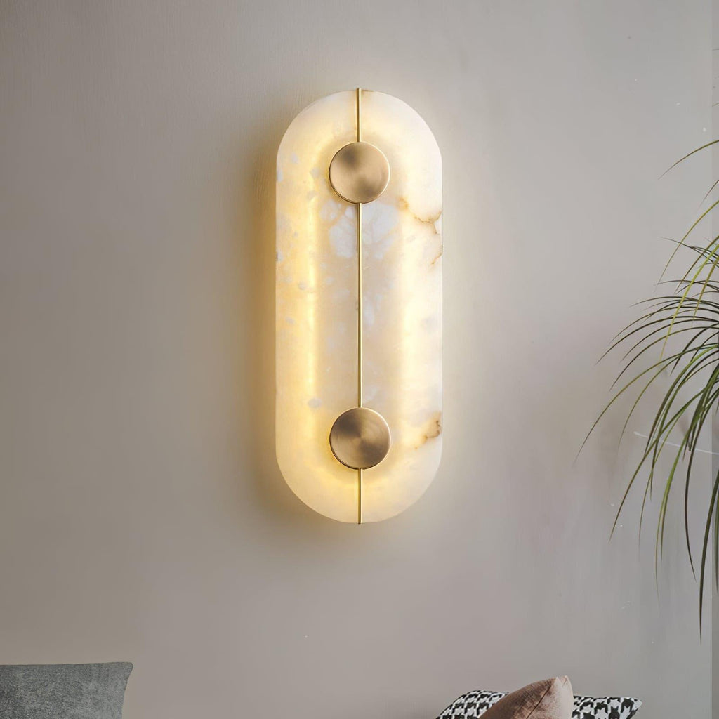 Dovaire Vintage Alabaster Brass Wall Lamp