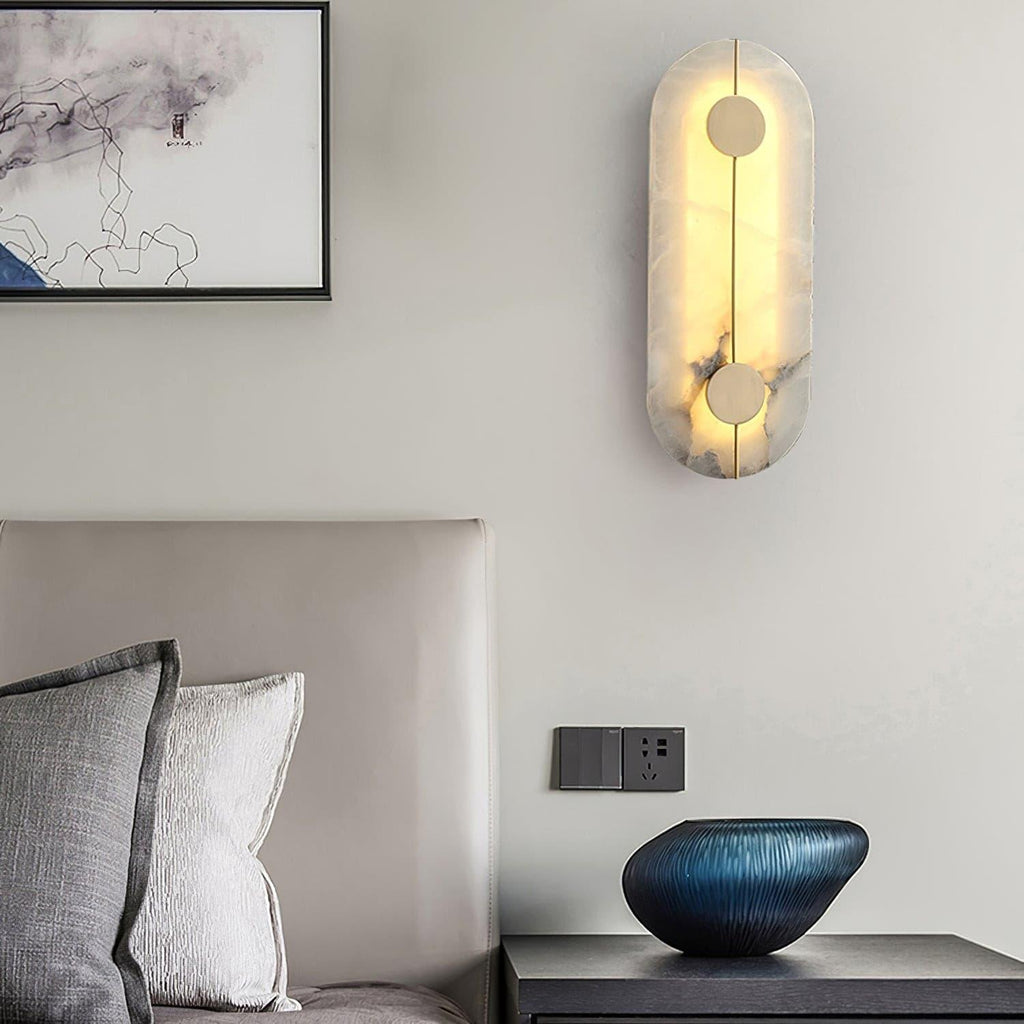 Dovaire Vintage Alabaster Brass Wall Lamp