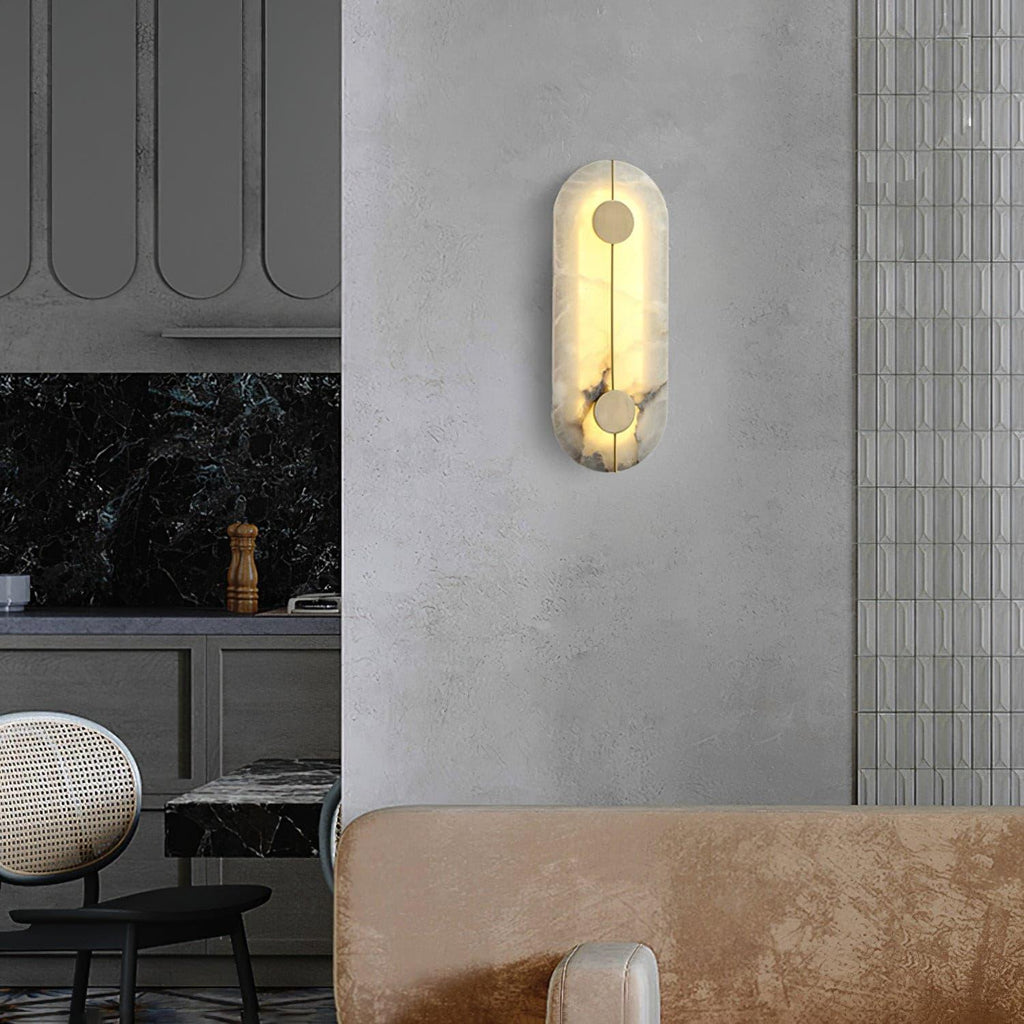 Dovaire Vintage Alabaster Brass Wall Lamp