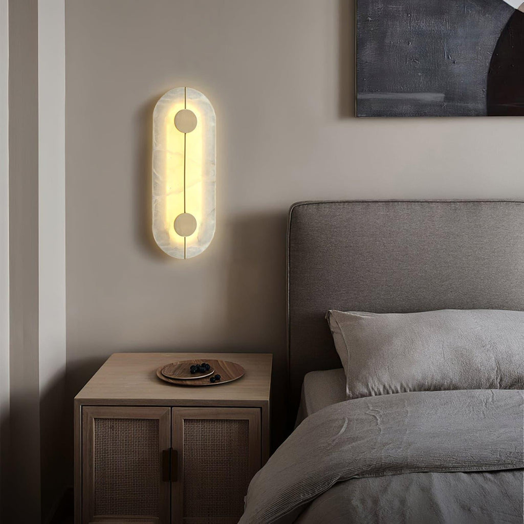 Dovaire Vintage Alabaster Brass Wall Lamp