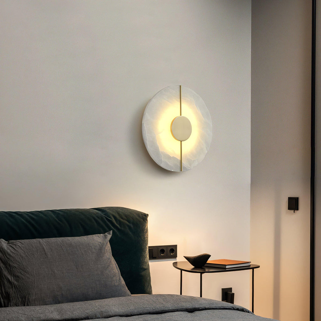 Dovaire Vintage Alabaster Brass Wall Lamp
