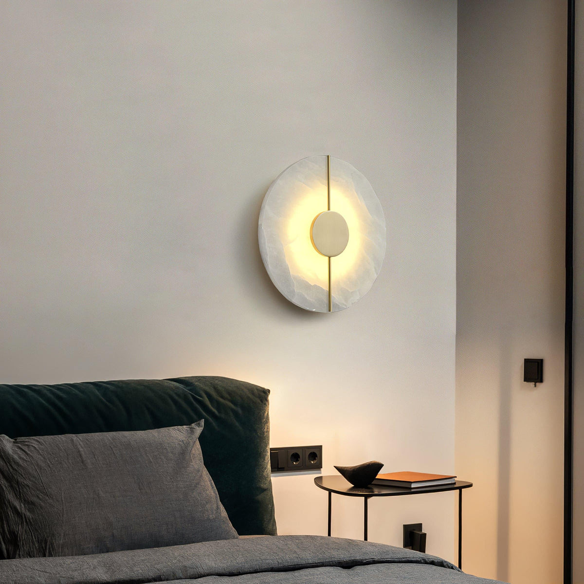 Dovaire Vintage Alabaster Brass Wall Lamp