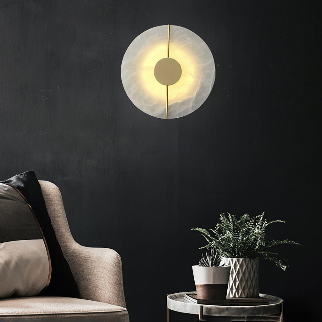 Dovaire Vintage Alabaster Brass Wall Lamp
