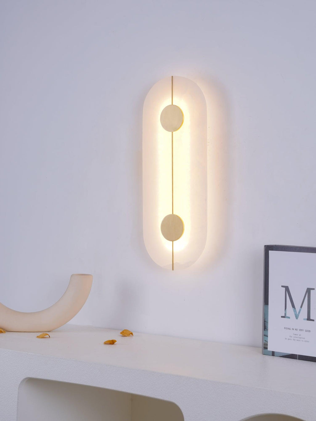 Dovaire Vintage Alabaster Brass Wall Lamp