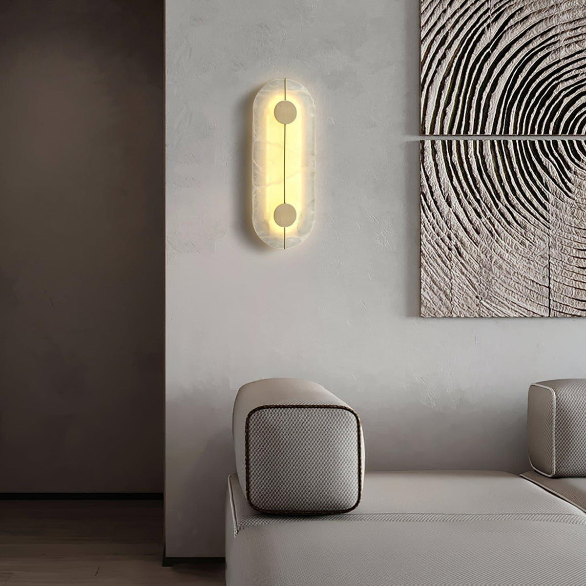 Dovaire Vintage Alabaster Brass Wall Lamp