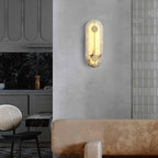 Dovaire Vintage Alabaster Brass Wall Lamp