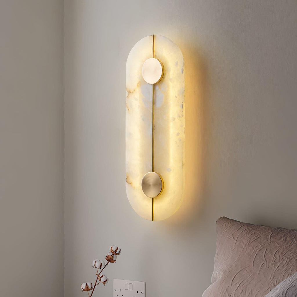 Dovaire Vintage Alabaster Brass Wall Lamp
