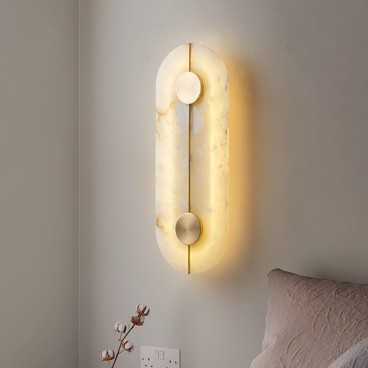 Dovaire Vintage Alabaster Brass Wall Lamp
