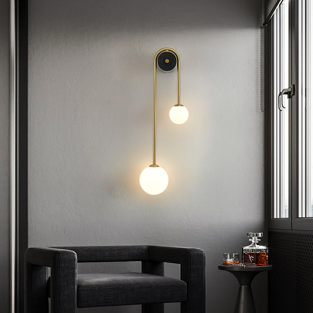 Novalisse 2-Light Glass Brass Arc Wall Lamp