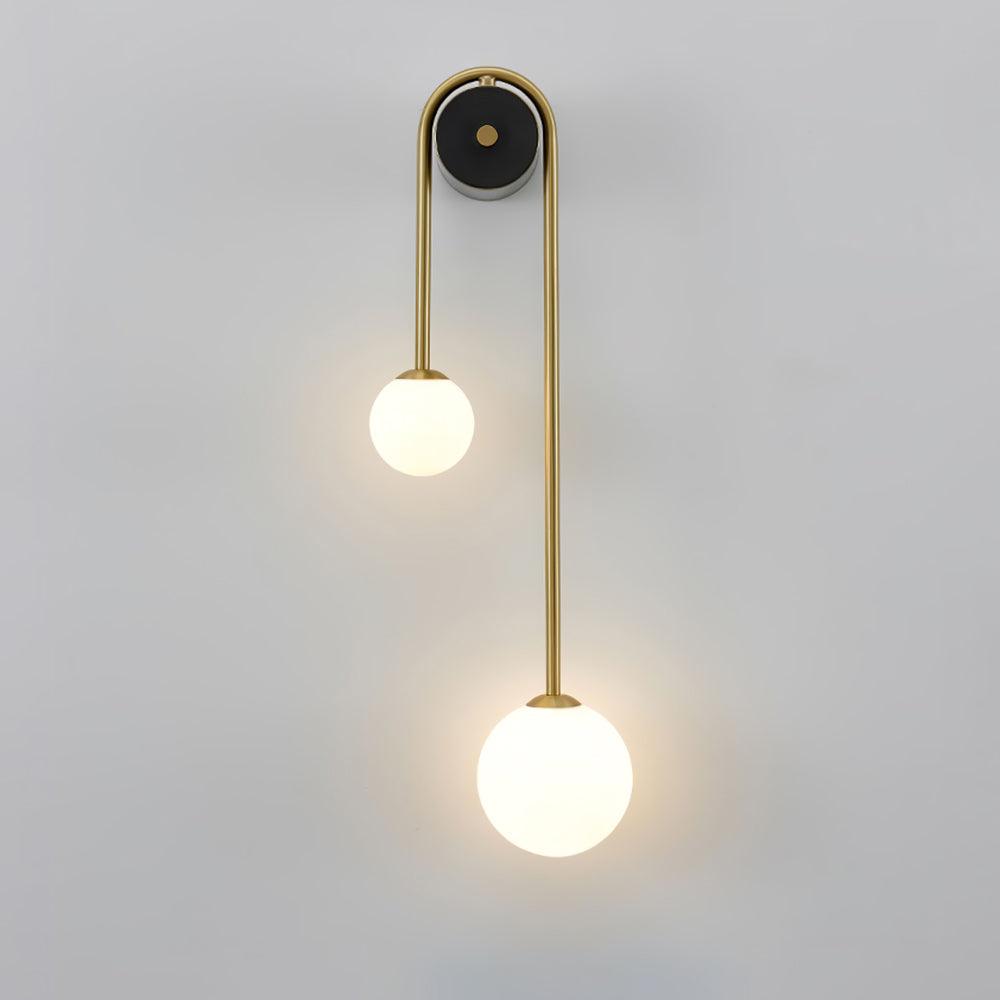 Novalisse 2-Light Glass Brass Arc Wall Lamp#Quantity_Single Right#Finish_Brass & White