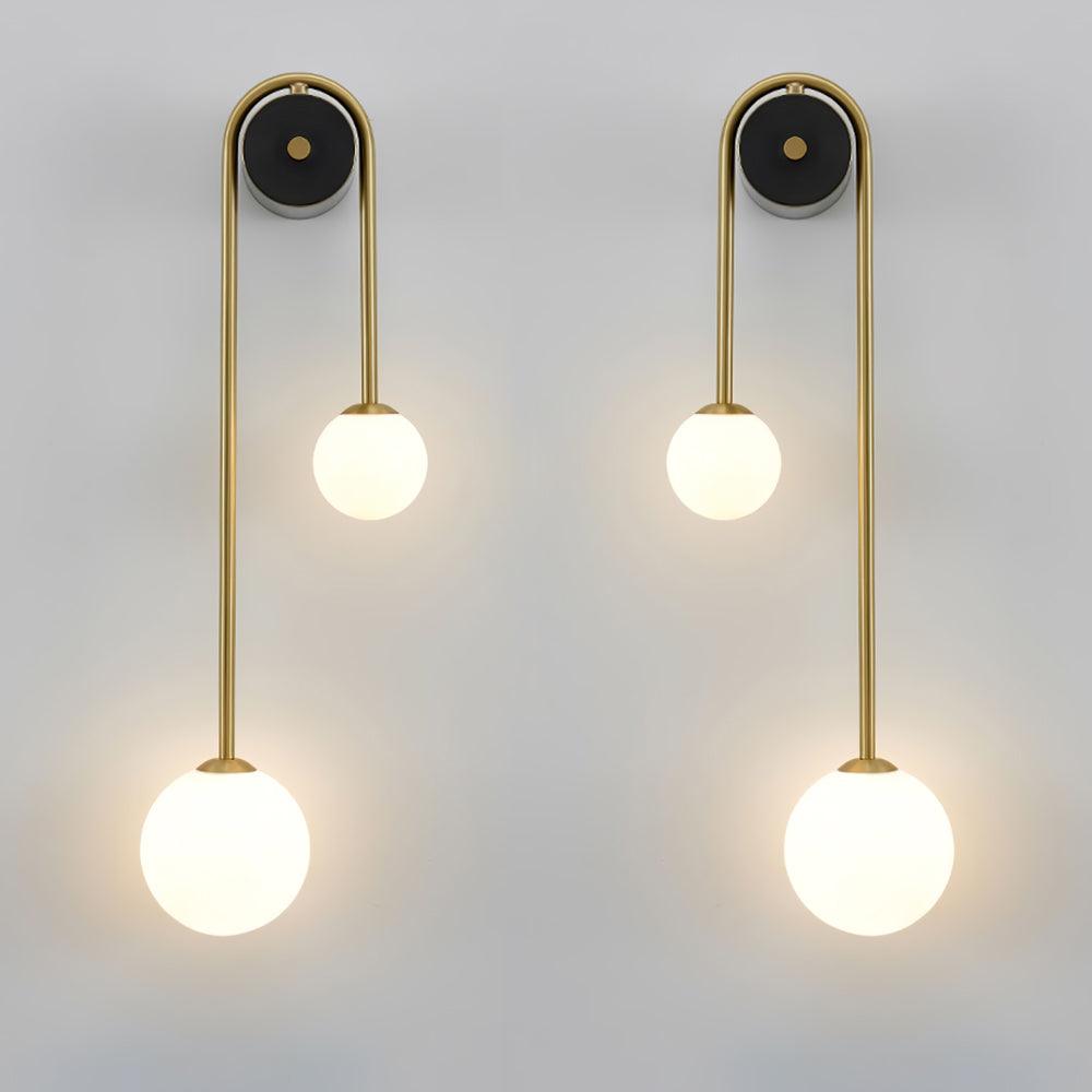 Novalisse 2-Light Glass Brass Arc Wall Lamp#Quantity_Set of 2#Finish_Brass & White