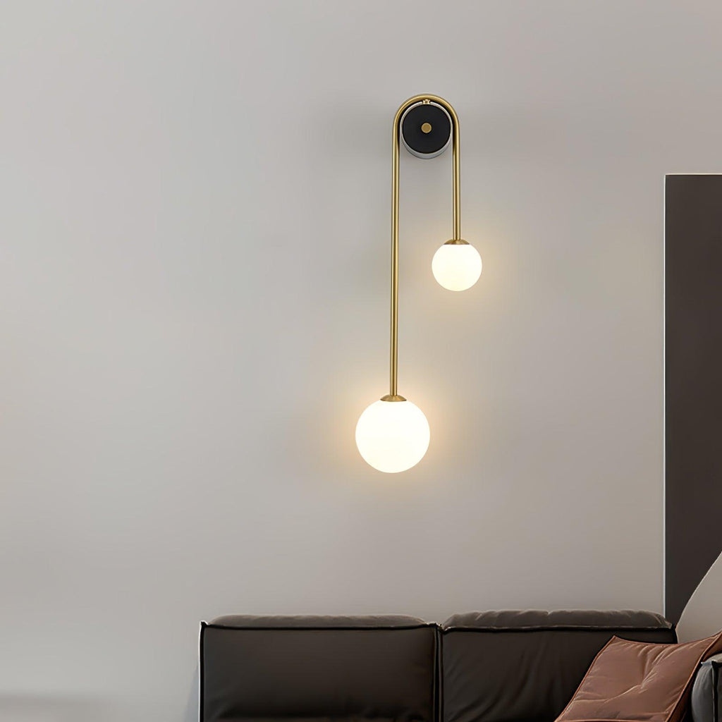 Novalisse 2-Light Glass Brass Arc Wall Lamp