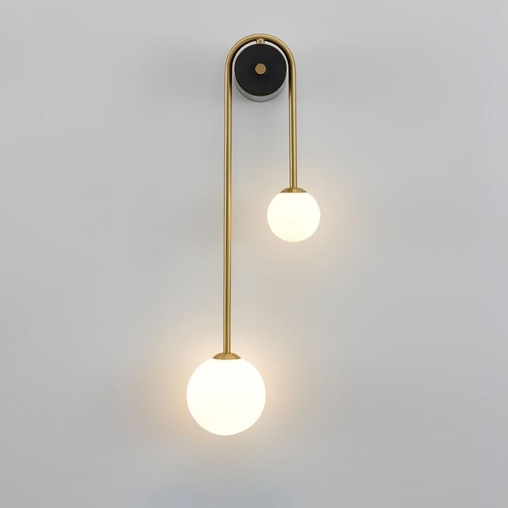 Novalisse 2-Light Glass Brass Arc Wall Lamp#Quantity_Single Left#Finish_Brass & White