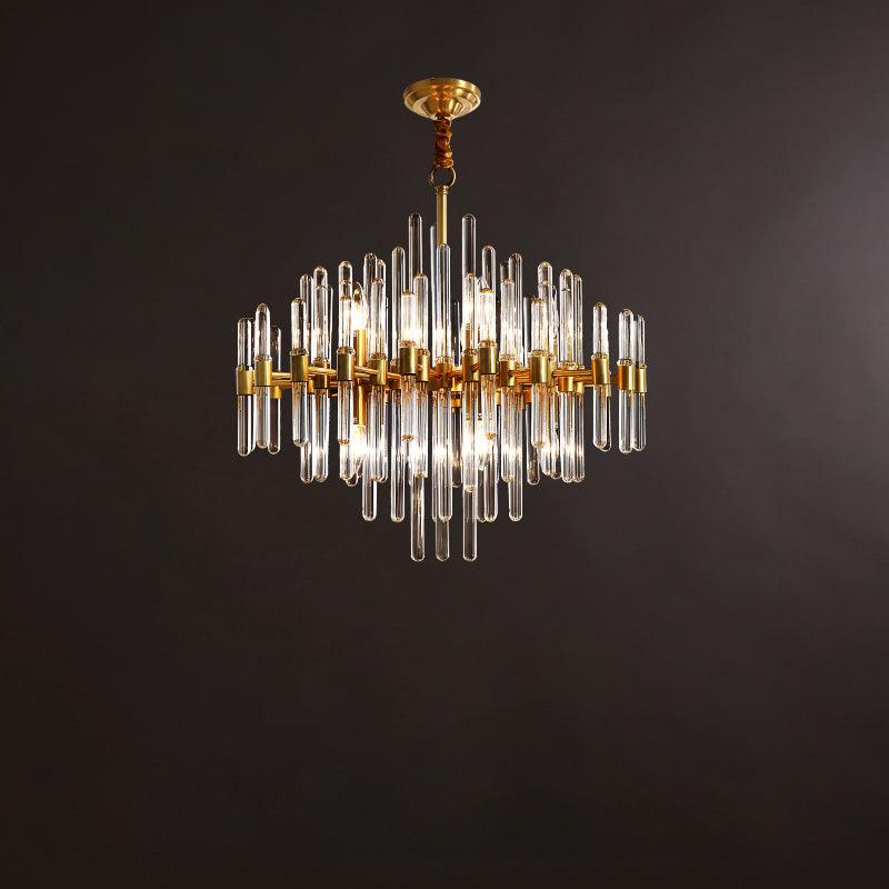 Solvessa Crystal Starburst Chandelier#Size_10 heads#Material_Brass & Clear Crystal