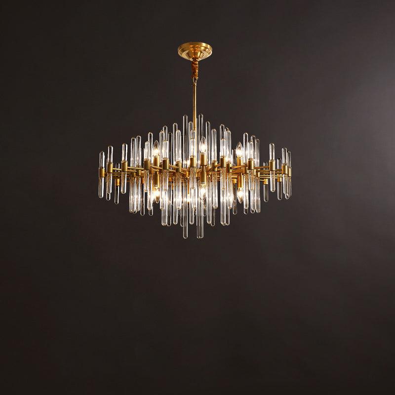 Solvessa Crystal Starburst Chandelier#Size_12 heads#Material_Brass & Clear Crystal