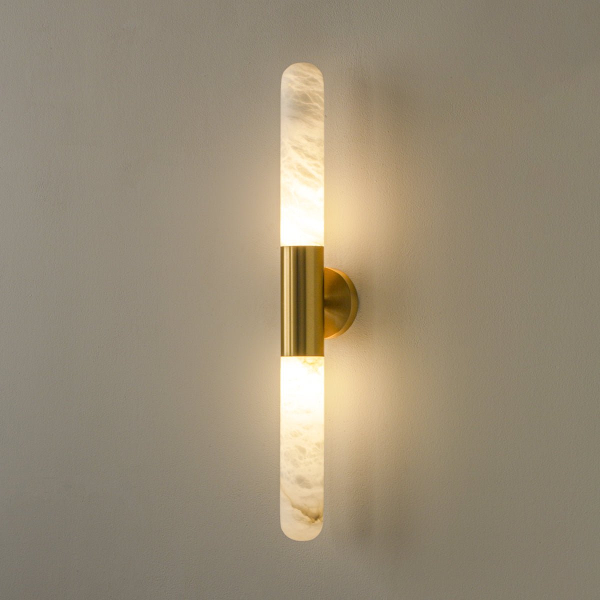 Heliandre Sculpted Alabaster Wall Lamp#Finish_Gold & White#Kelvin range_Warm Light