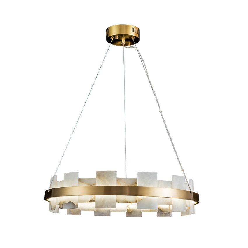 Kessara Alabaster Round Chandelier#Finish_Brass+White