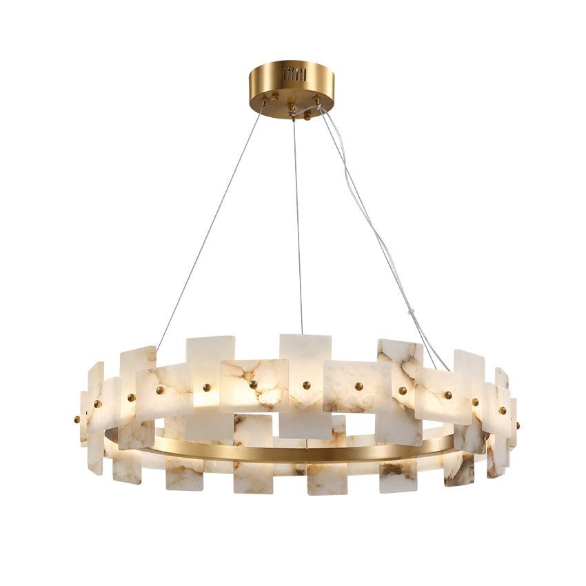 Kessara Alabaster Round Chandelier#Finish_Brass+White