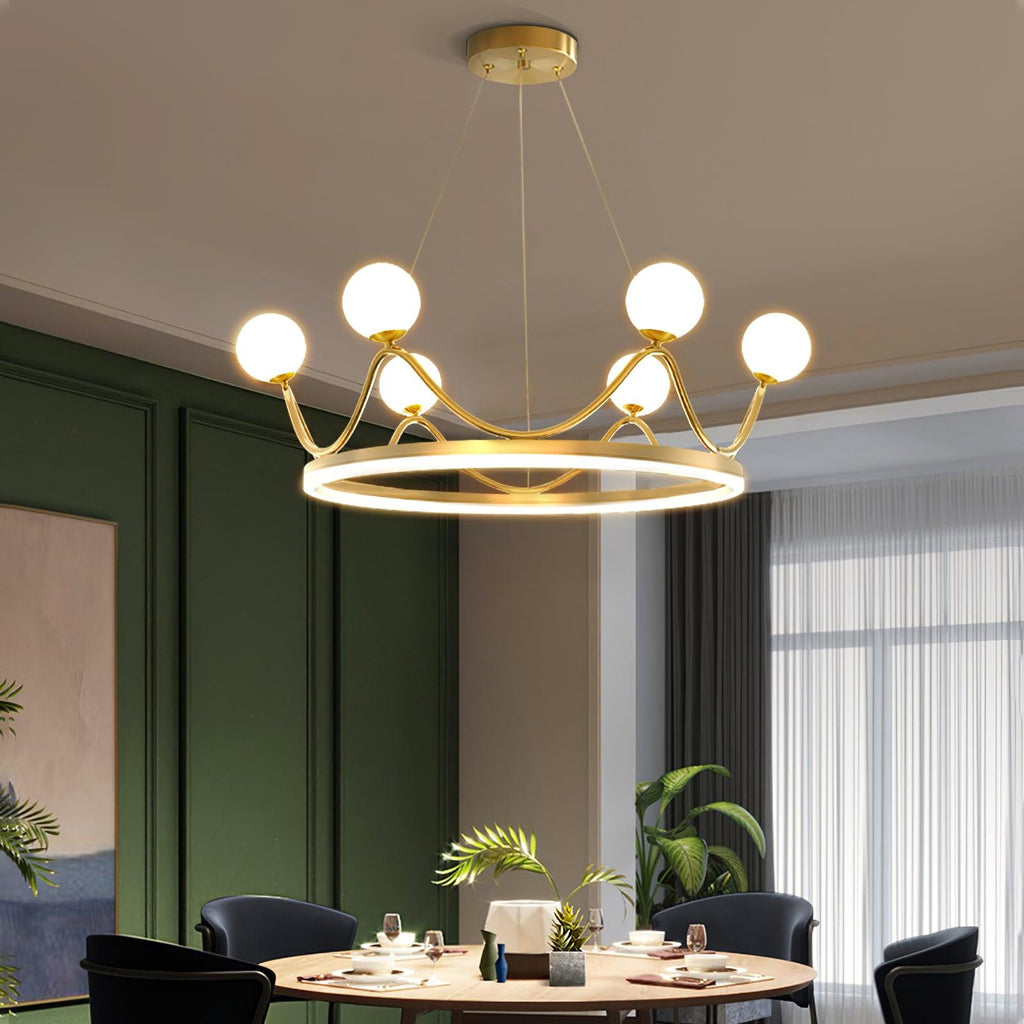 Orlienne Crown Brass Glass Chandelier