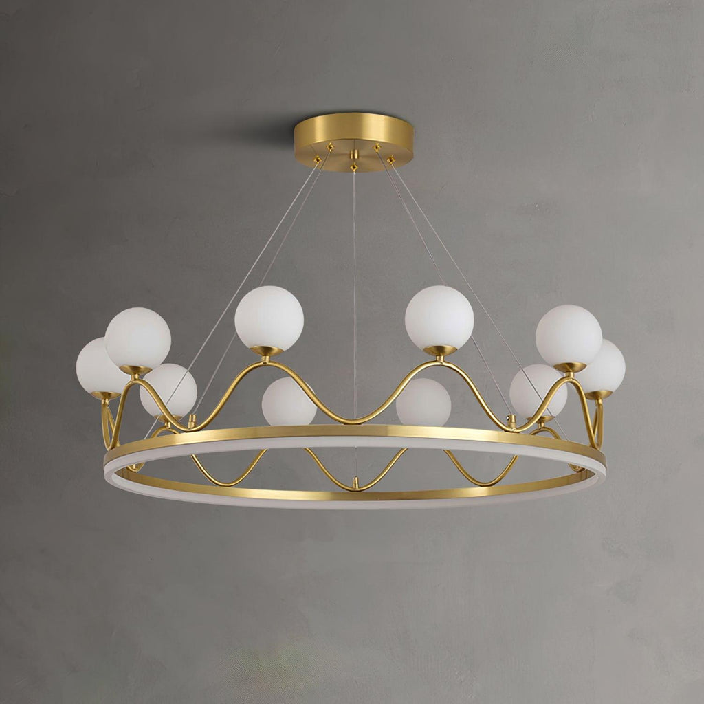 Orlienne Crown Brass Glass Chandelier