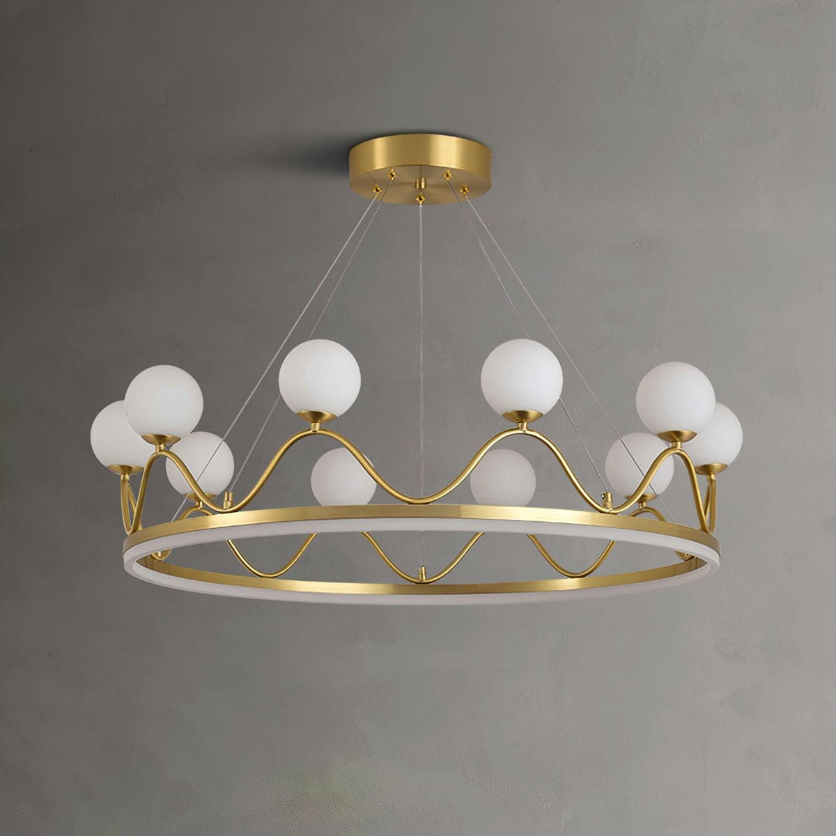 Orlienne Crown Brass Glass Chandelier