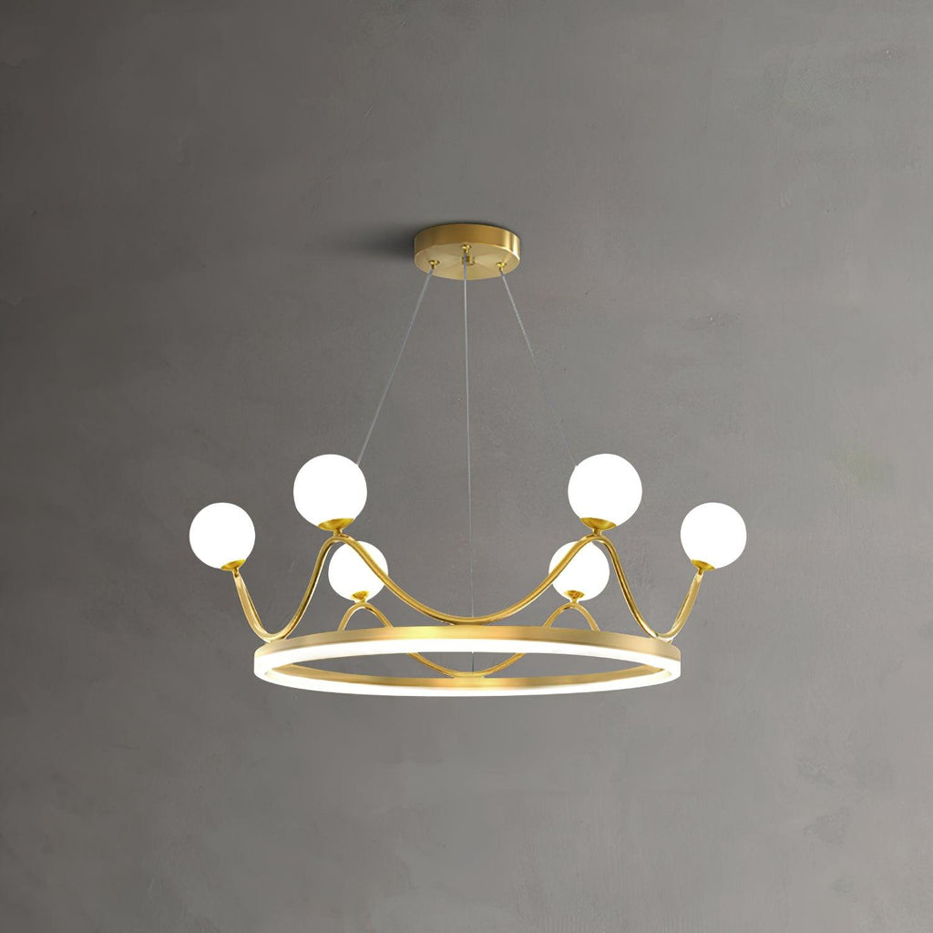 Orlienne Crown Brass Glass Chandelier#Size_23.6″#Finish_Brass + White