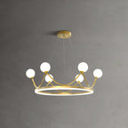 Orlienne Crown Brass Glass Chandelier#Size_23.6″#Finish_Brass + White