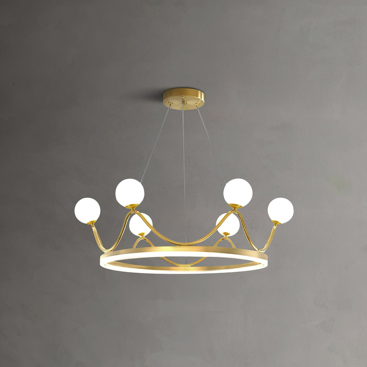 Orlienne Crown Brass Glass Chandelier#Size_23.6″#Finish_Brass + White