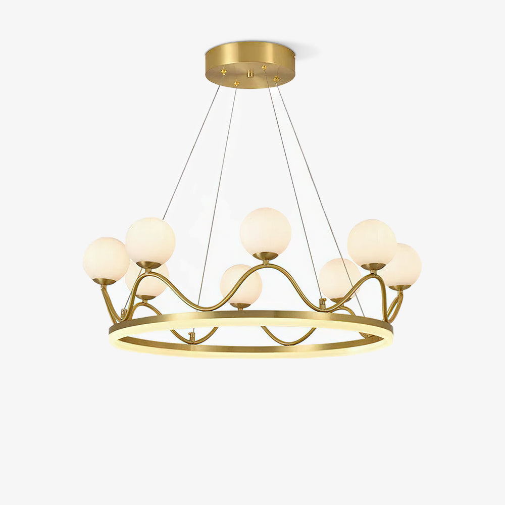 Orlienne Crown Brass Glass Chandelier