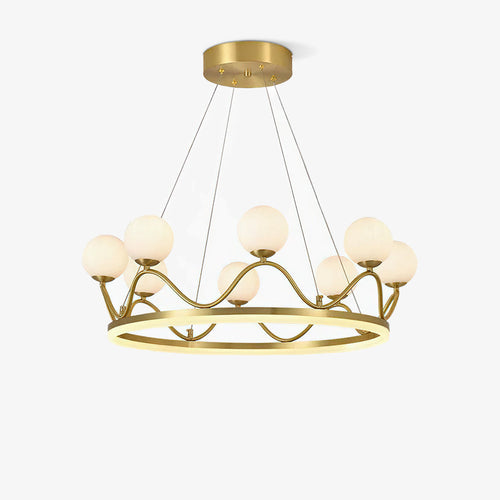 Orlienne Crown Brass Glass Chandelier