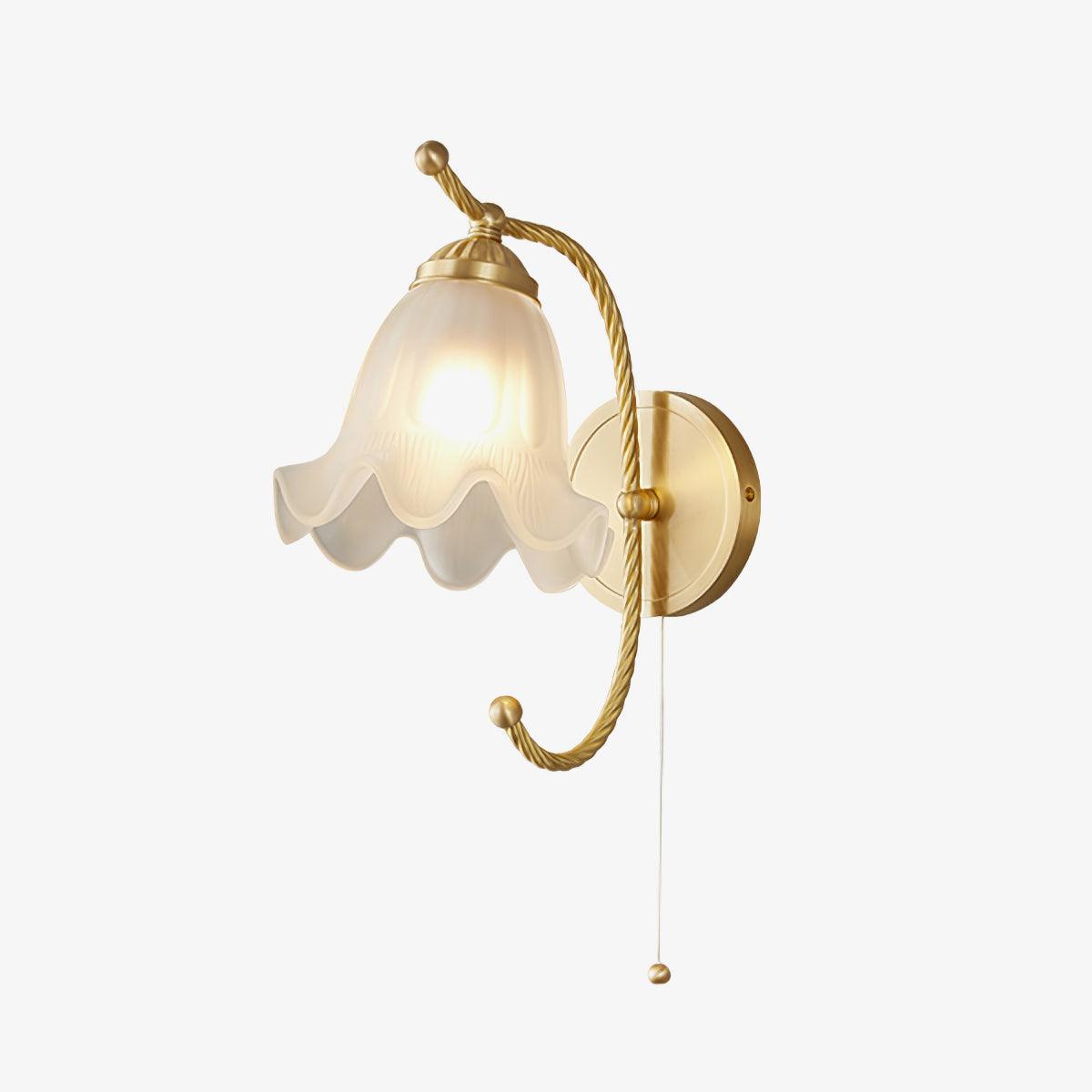 Elarisse Floral Glass Brass Wall Lamp