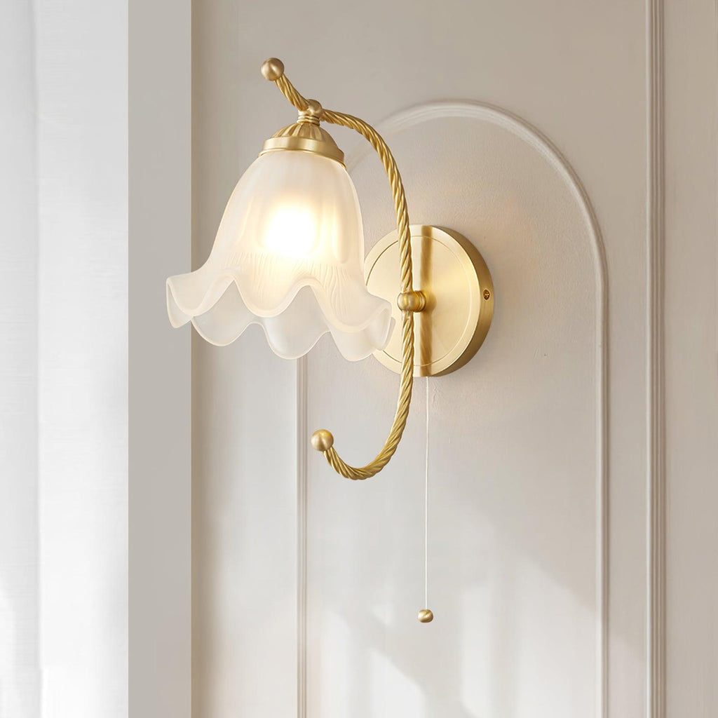 Elarisse Floral Glass Brass Wall Lamp