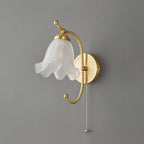 Elarisse Floral Glass Brass Wall Lamp#Finish_Brass+Opaque glass