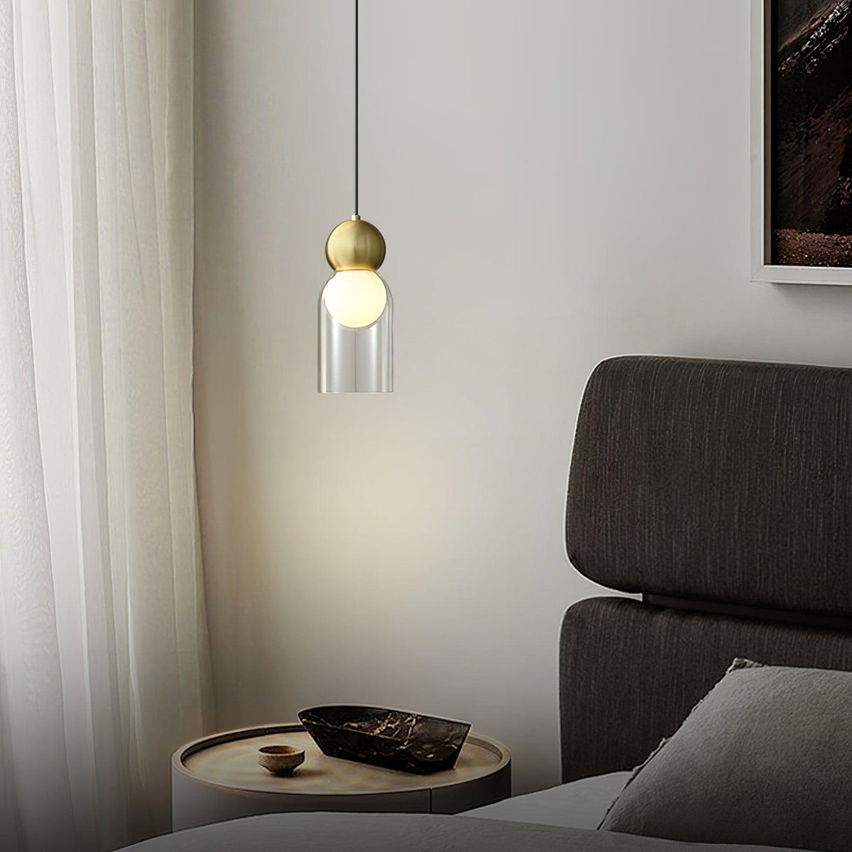 Veylora Geometric Glass Brass Pendant Light