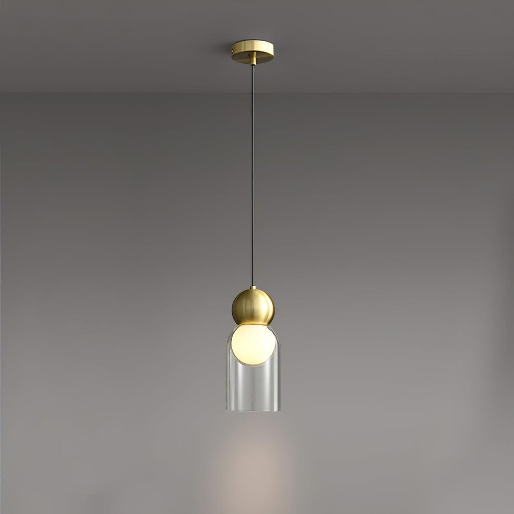 Veylora Geometric Glass Brass Pendant Light#Finish_Brass
