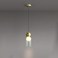 Veylora Geometric Glass Brass Pendant Light#Finish_Brass