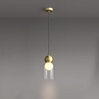 Veylora Geometric Glass Brass Pendant Light#Finish_Brass