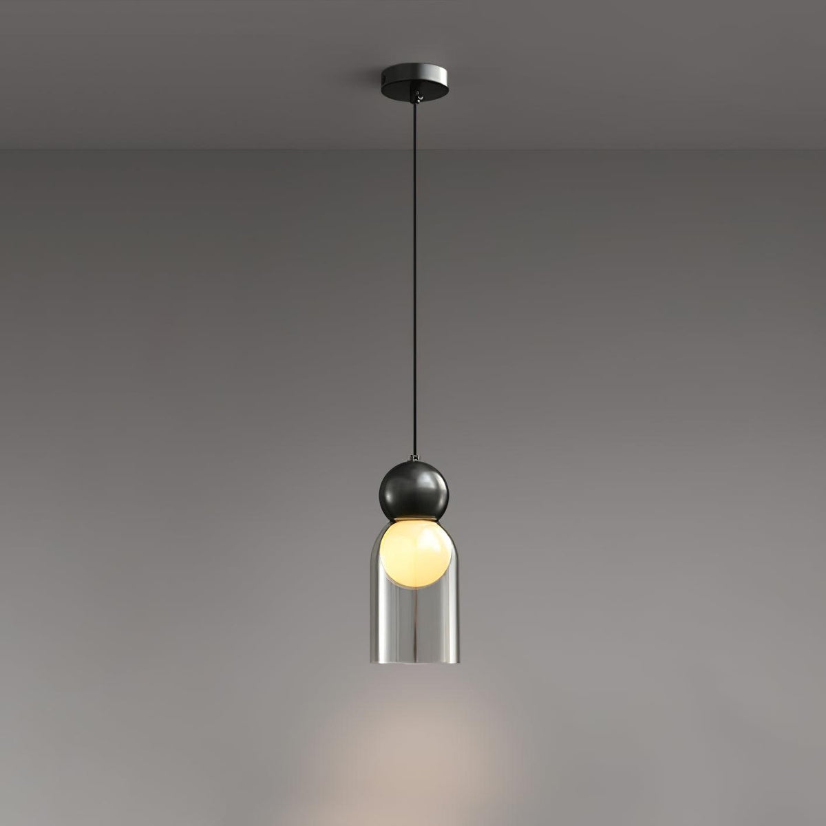 Veylora Geometric Glass Brass Pendant Light#Finish_Black