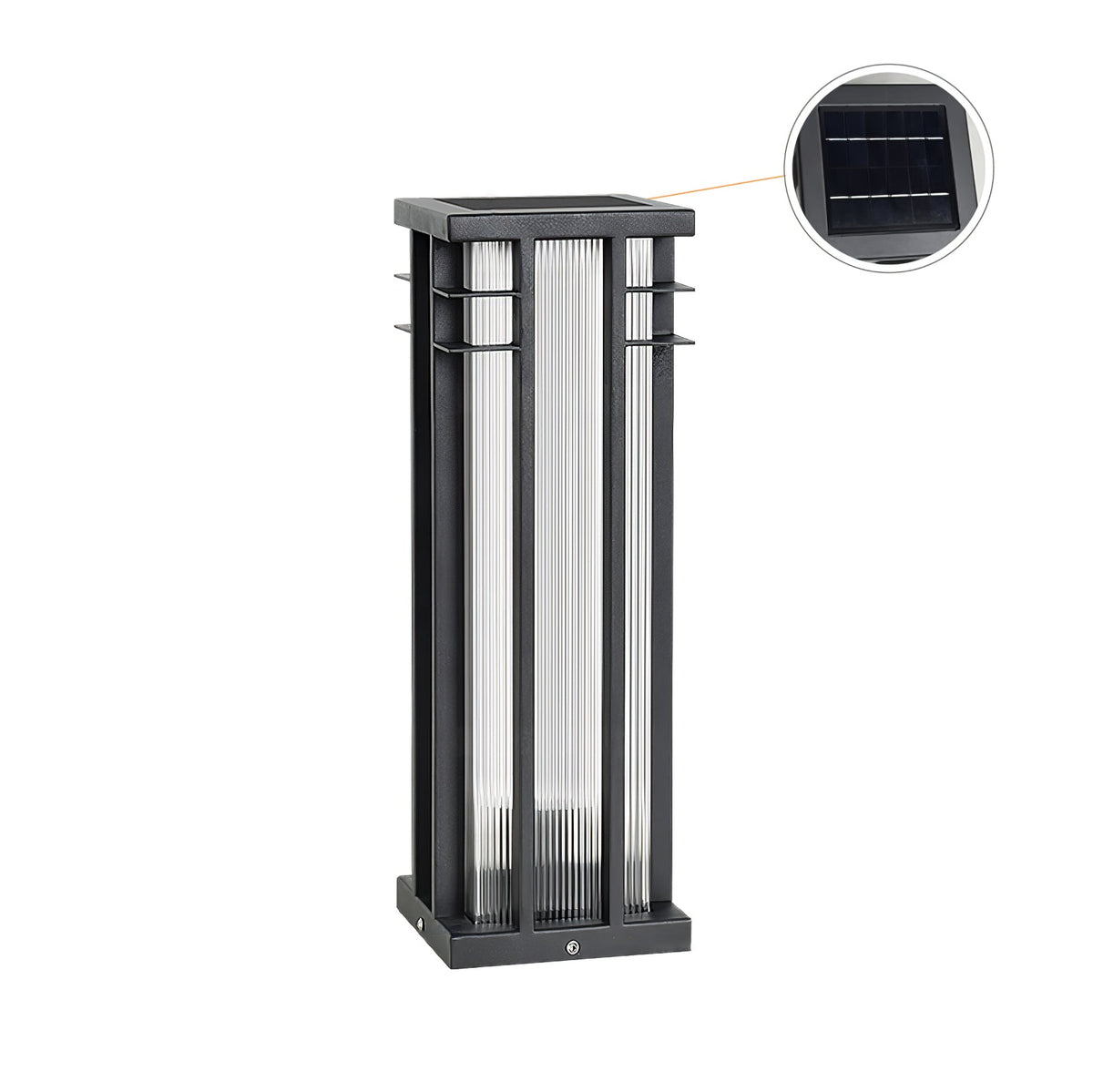 Aurevane Metal Double-Axis Outdoor Post Lamp#Size_17.7″#Power source_Model B: Solar-Powered Version#Kelvin range_Warm Light
